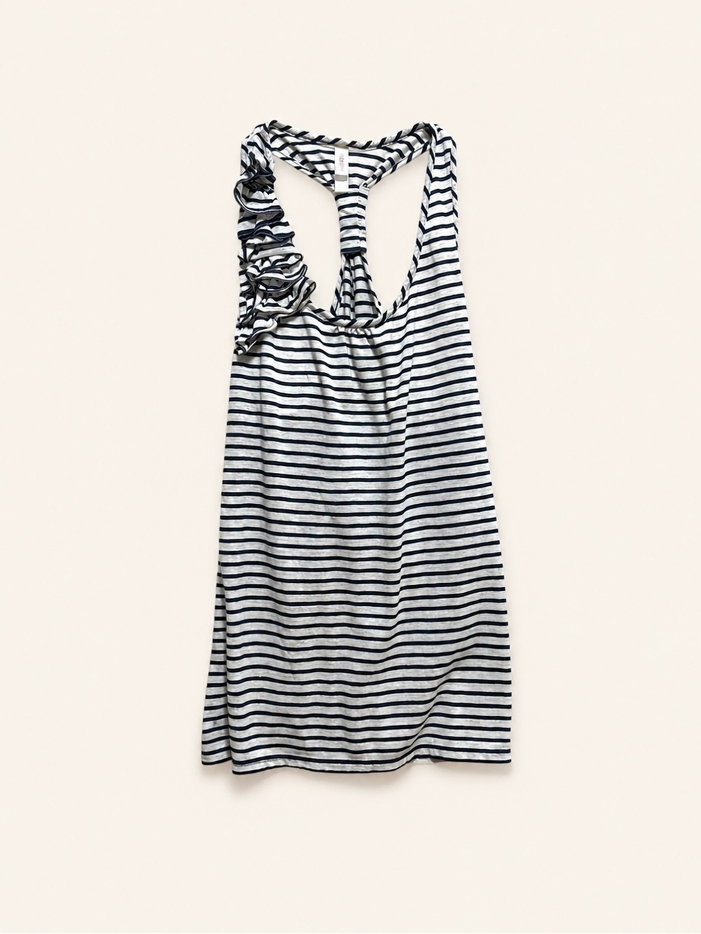 Striped Racerback Top with Ruffle Detail